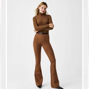 Spanx Faux Suede Flare Pants Rich Caramel NWT